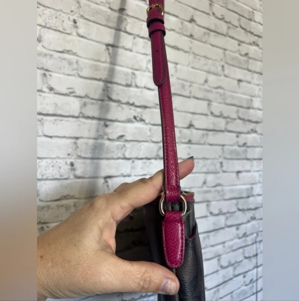 Coach Signature Crossbody Handbag Brown and Raspberry * - Picture 7 of 16